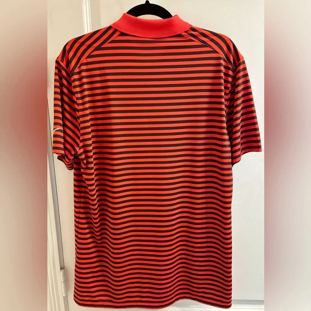 Nike Dri-Fit Victory Striped Golf Polo Shirt Men’s Size Med in Red/Blk Stripe